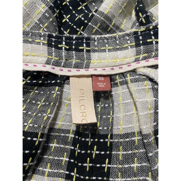Pilcro XS Black and White Checker Button Up Long Sleeved Blouse - Picture 5 of 5